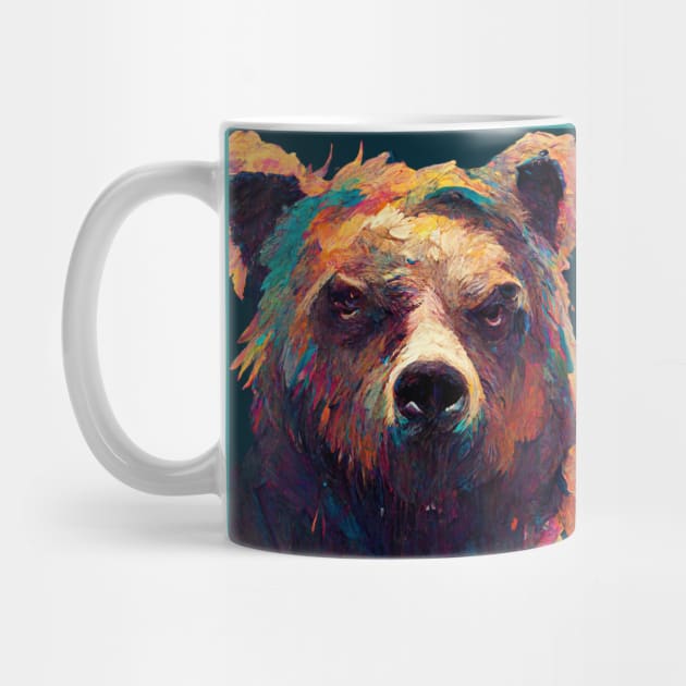 Grumpy Grizzly Bear Head by Liana Campbell